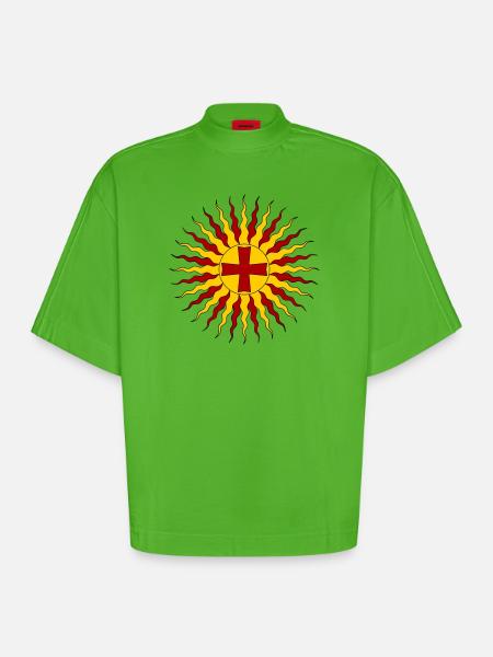 Lumière éternelle de Jésus-Christ - T-shirt bio épais oversize Boxy fabriqué en UE - Apple Neon