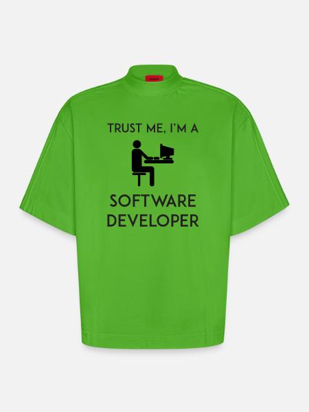 Vertrau mir, ich bin Softwareentwickler - Heavyweight Oversized Organic Boxy T-Shirt Made in EU - Apple Neon