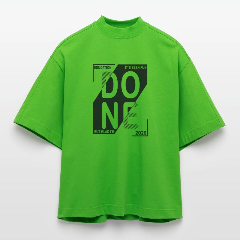 Terminé en 2026 – Formation terminée dans la conception T-shirt bio épais oversize Boxy fabriqué en UE