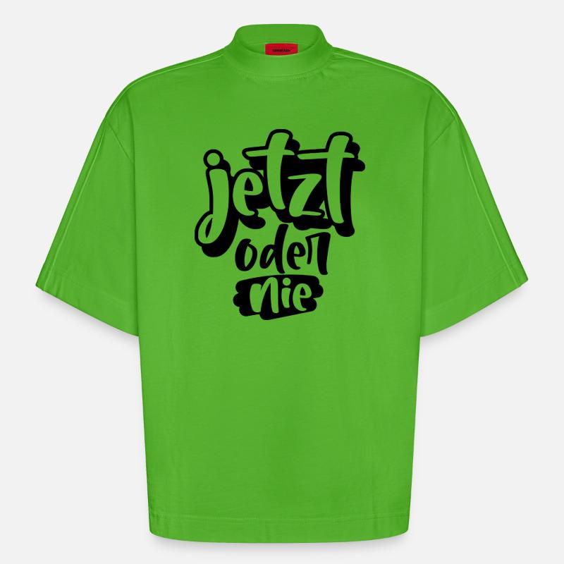 Jetzt oder Nie - Heavyweight Oversized Organic Boxy T-Shirt Made in EU - Apple Neon
