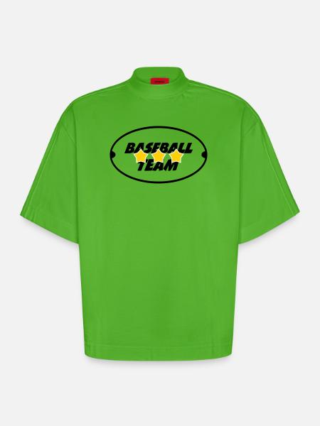 Baseball Team - Sport - Heavyweight Oversized Organic Boxy T-Shirt Made in EU - Apple Neon