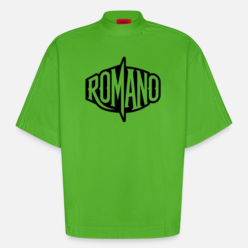 Romano - Römer oder Namens-Emblem - Heavyweight Oversized Organic Boxy T-Shirt Made in EU - Apple Neon
