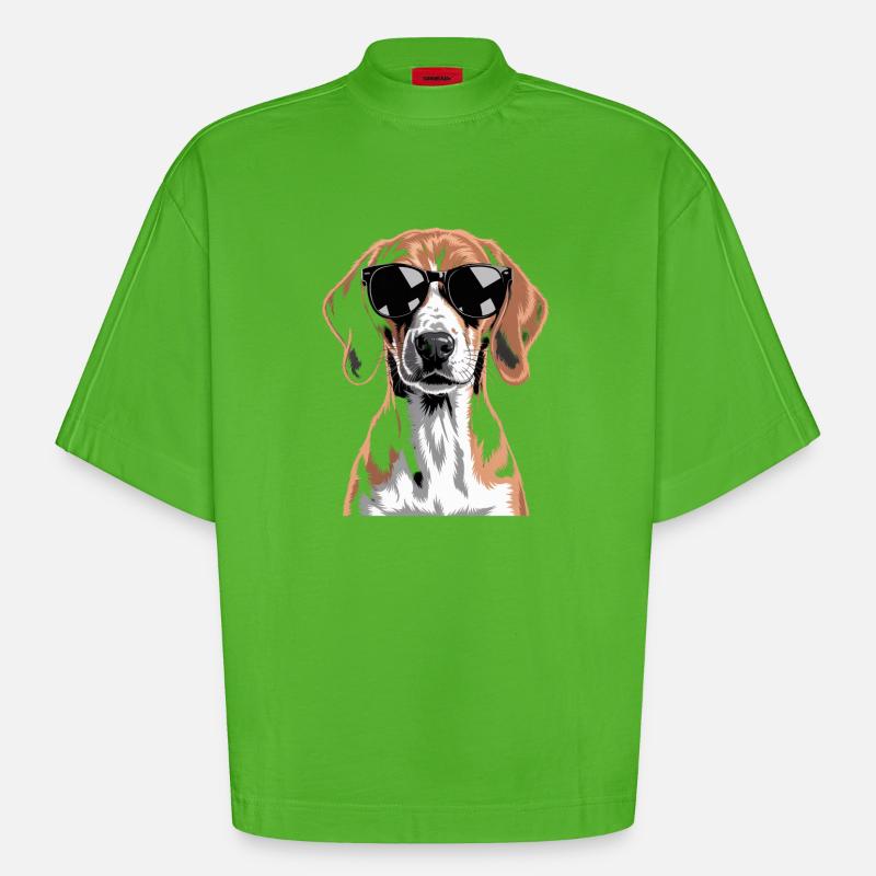 Engelsk Foxhound - Heavyweight Oversized Organic Boxy T-skjorte produsert i EU - Apple Neon