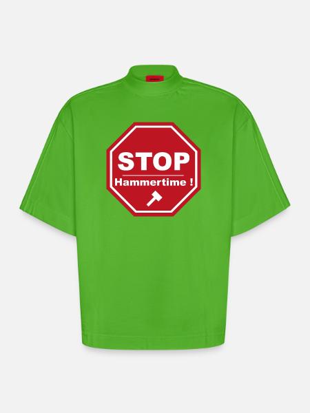 Stop Hammertime - Heavyweight Oversized Organic Boxy T-Shirt Made in EU - Apple Neon
