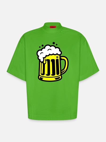 Bier Bierkrug Symbol - Heavyweight Oversized Organic Boxy T-Shirt Made in EU - Apple Neon