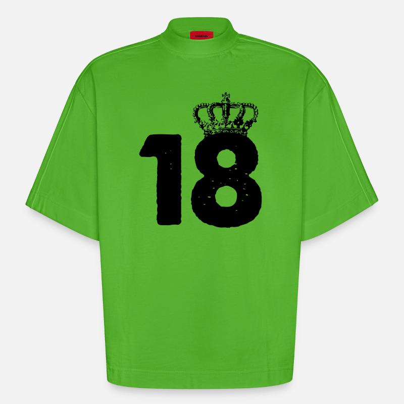18 Corone - Maglietta boxy ecologica oversize Heavyweight Made in UE - Apple Neon