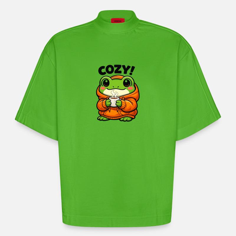 Sweat à capuche Pullover Grenouille Douillet - T-shirt bio épais oversize Boxy fabriqué en UE - Apple Neon
