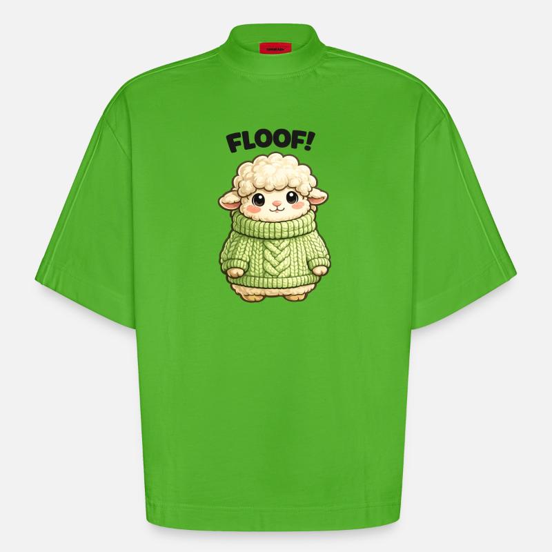 Kuscheliges Schäfchen Pullover Design - Heavyweight Oversized Organic Boxy T-Shirt Made in EU - Apple Neon