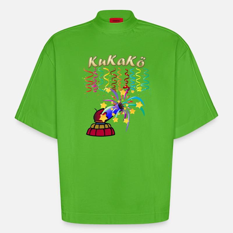 KuKaKö - Carnaval Carnaval Lundi gras Köthen - T-shirt bio épais oversize Boxy fabriqué en UE - Apple Neon