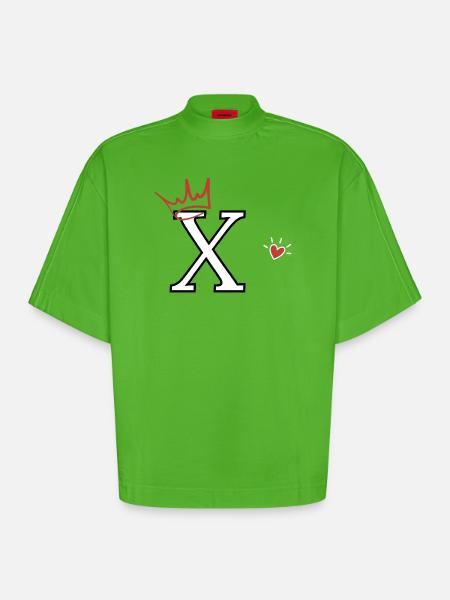 Buchstabe x Herzkrone - Heavyweight Oversized Organic Boxy T-Shirt Made in EU - Apple Neon