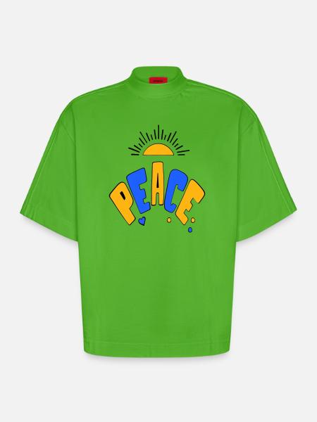 Peace - Heavyweight Oversized Organic Boxy T-Shirt Made in EU - Apple Neon
