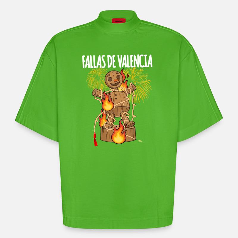 Fallas De Valencia Falla - T-shirt bio épais oversize Boxy fabriqué en UE - Apple Neon