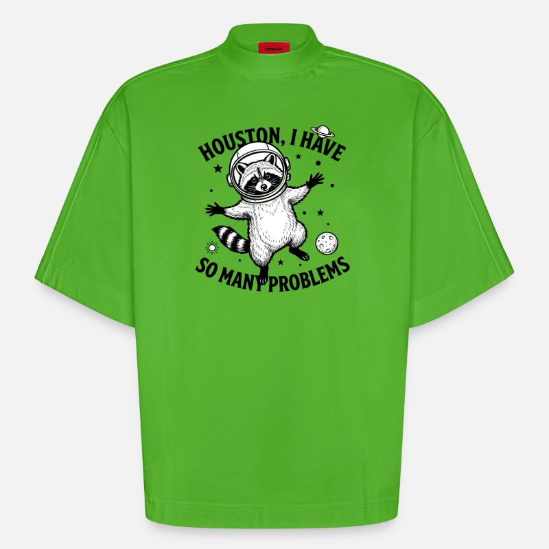 Problem bear - Heavyweight Oversized Organic Boxy T-Shirt Made in EU - Apple Neon