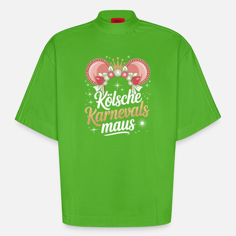 Kölsche Karnevalsmaus Karneval Köln Kölner Maus - Heavyweight Oversized Organic Boxy T-Shirt Made in EU - Apple Neon