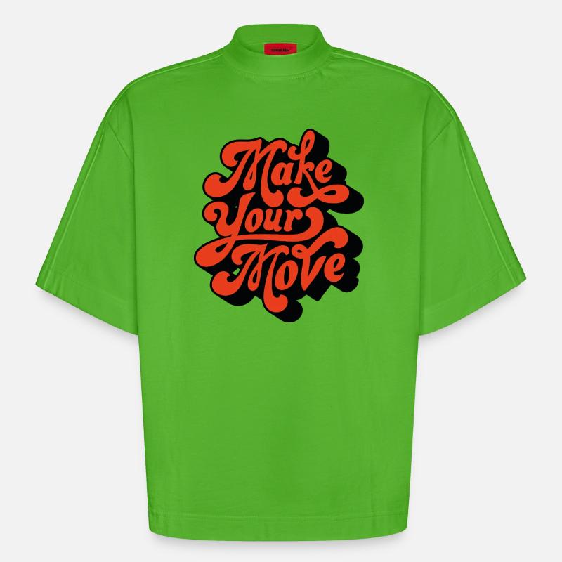 Make Your Move Retro Script - Heavyweight Oversized Organic Boxy T-Shirt Made in EU - Apple Neon