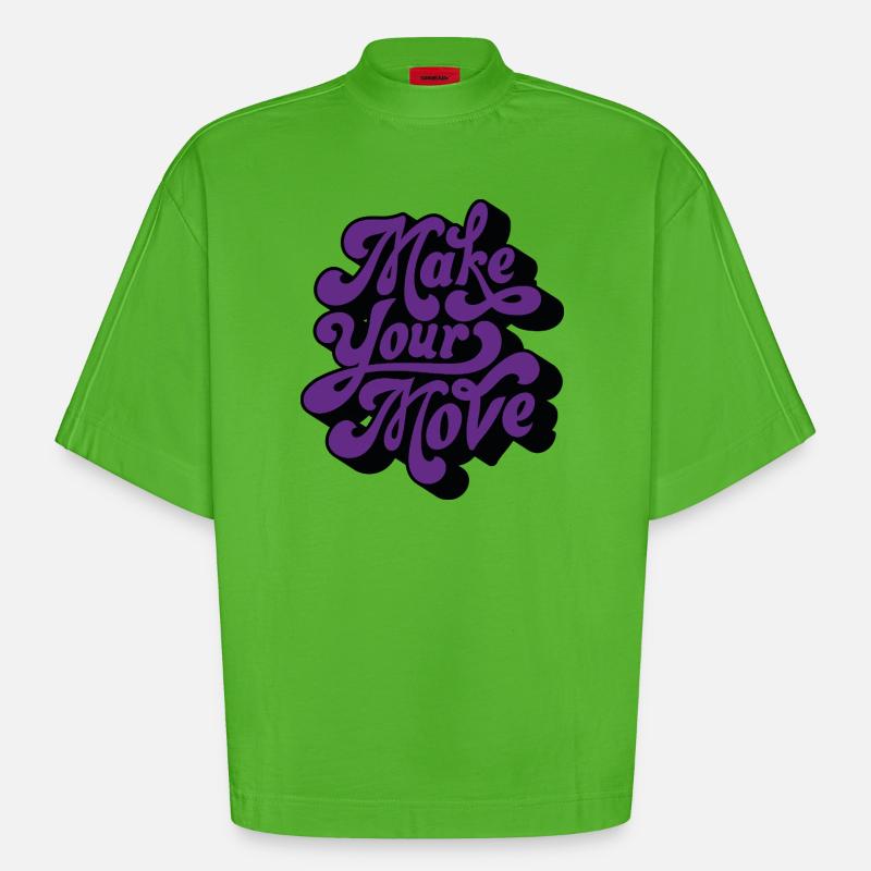 Make Your Move Retro Script - Heavyweight Oversized Organic Boxy T-Shirt Made in EU - Apple Neon