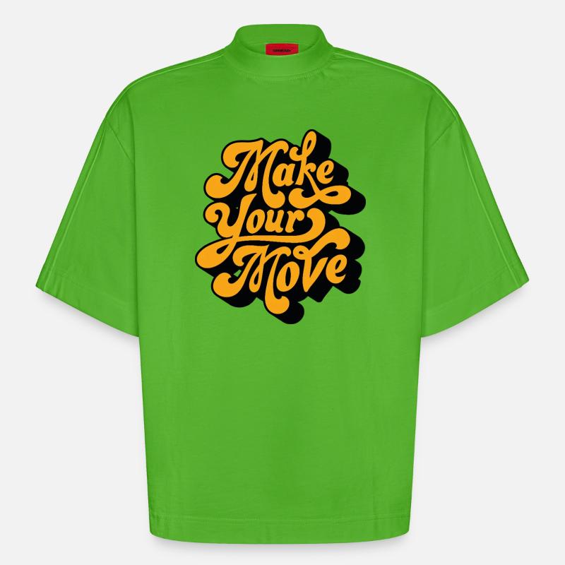 Make Your Move Retro Script - Heavyweight Oversized Organic Boxy T-Shirt Made in EU - Apple Neon