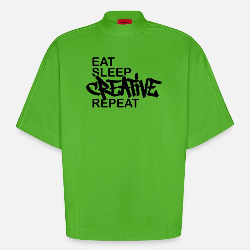 Journée du Graffiti Devise Créative - T-shirt bio épais oversize Boxy fabriqué en UE - Apple Neon