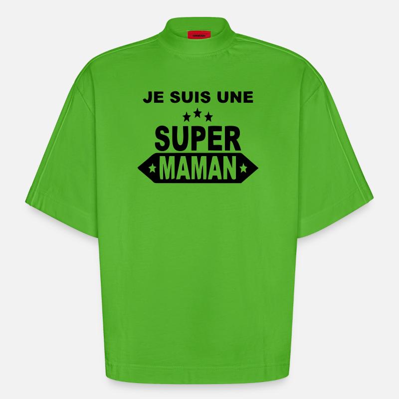Ich bin eine großartige Mutter - Heavyweight Oversized Organic Boxy T-Shirt Made in EU - Apple Neon