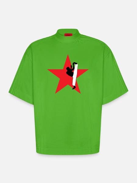 Capoeira - Fighting - Dance - Heavyweight Oversized Organic Boxy T-Shirt Made in EU - Apple Neon