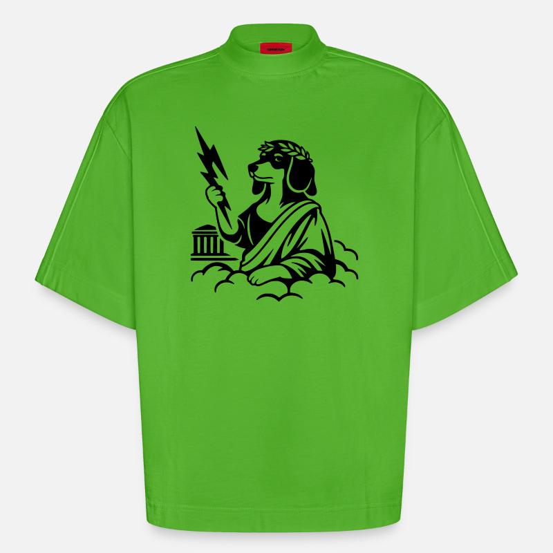 Zeus Wursto's Dachshund - Heavyweight Oversized Organic Boxy T-Shirt Made in EU - Apple Neon