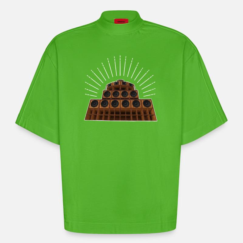 Système de sonorisation - T-shirt bio épais oversize Boxy fabriqué en UE - Apple Neon