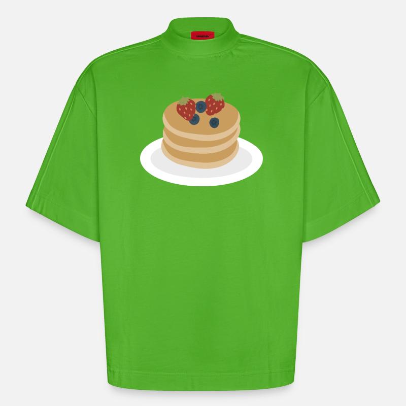 Berry Pancake Stack Artwork - Heavyweight Oversized Organic Boxy T-Shirt Made in EU - Apple Neon