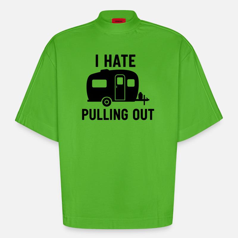 I Hate Pulling Out Trailer Design - Heavyweight Oversized Organic Boxy T-Shirt Made in EU - Apple Neon