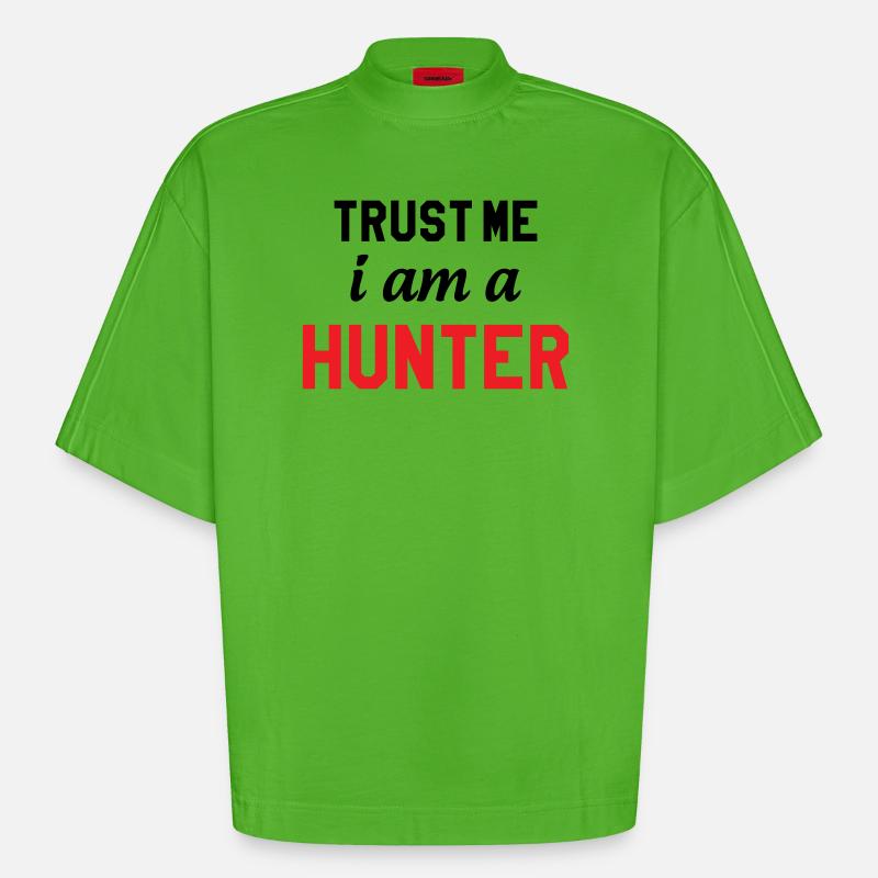 Glaub mir, ich bin ein Jäger - Heavyweight Oversized Organic Boxy T-Shirt Made in EU - Apple Neon