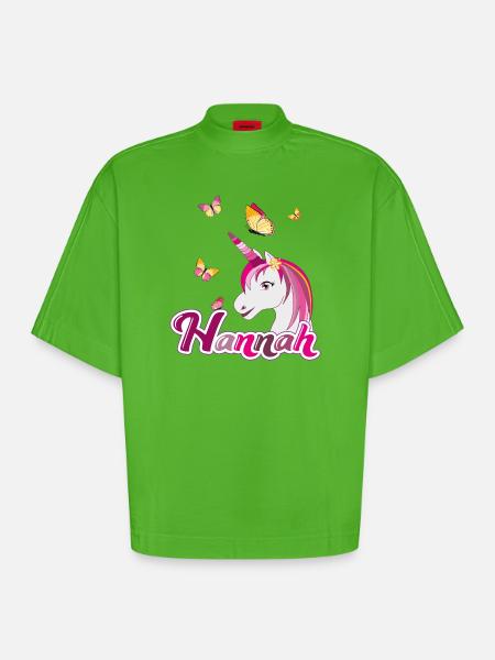 Hannah , Mädchenname, Lieblingsname - Heavyweight Oversized Organic Boxy T-Shirt Made in EU - Apple Neon
