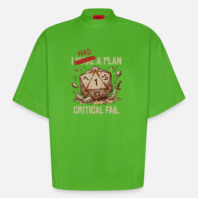 Échec critique – J’avais un plan cube - T-shirt bio épais oversize Boxy fabriqué en UE - Apple Neon