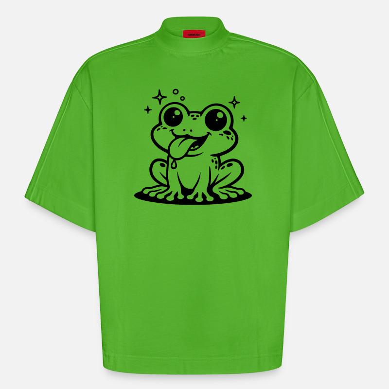 Toad Comic Frog - Heavyweight Oversized Organic Boxy T-Shirt Made in EU - Apple Neon