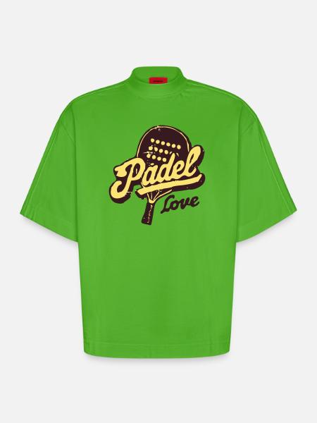 Paddle Love Retro - Heavyweight Oversized Organic Boxy T-Shirt Made in EU - Apple Neon