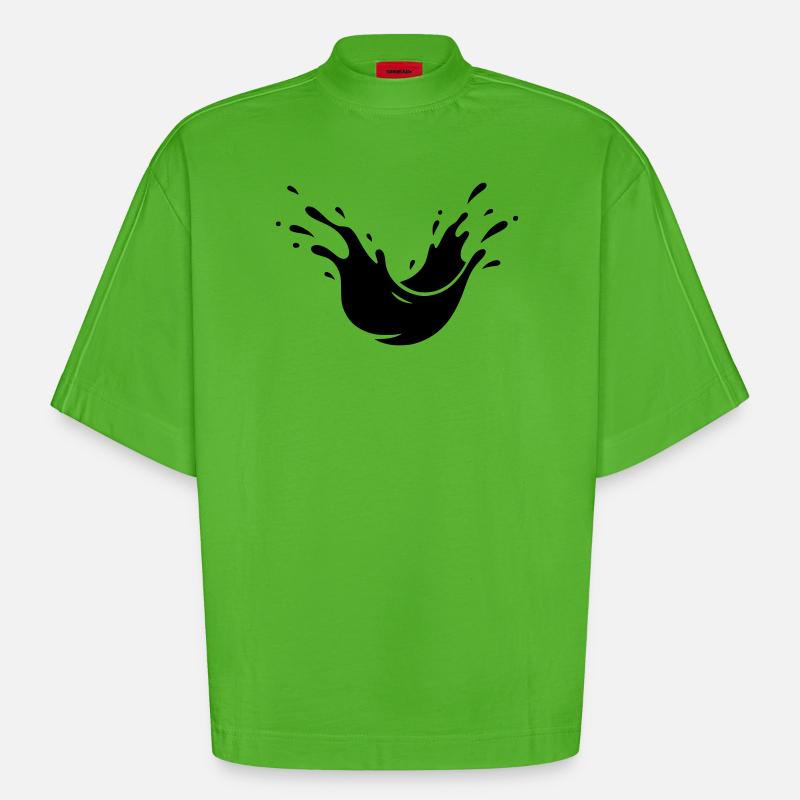 Éclaboussures de boue Éclaboussures de terre - T-shirt bio épais oversize Boxy fabriqué en UE - Apple Neon