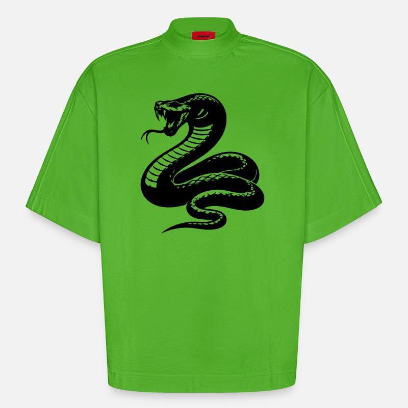 Silhouette du python serpent - T-shirt bio épais oversize Boxy fabriqué en UE - Apple Neon