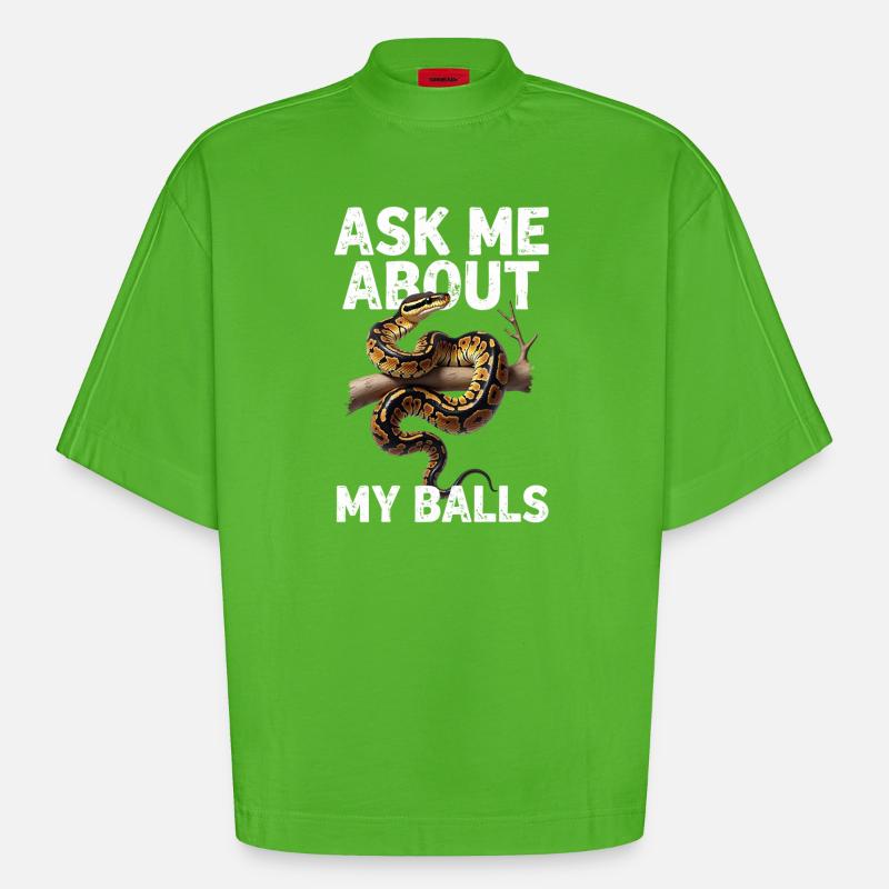Königspython Schlangen Liebhaber Terrarium Python - Heavyweight Oversized Organic Boxy T-Shirt Made in EU - Apple Neon