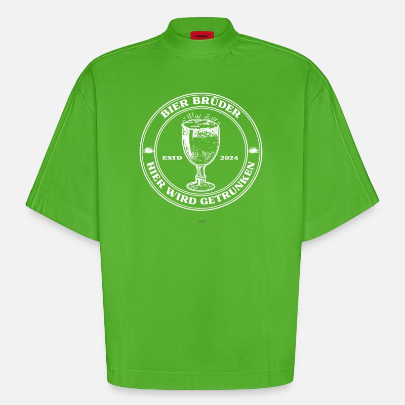 BierBrüder. Hier wird getrunken. - Heavyweight Oversized Organic Boxy T-Shirt Made in EU - Apple Neon