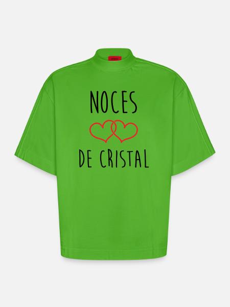 Crystal Wedding 15 Years of Marriage - Heavyweight Oversized Organic Boxy T-Shirt Made in EU - Apple Neon