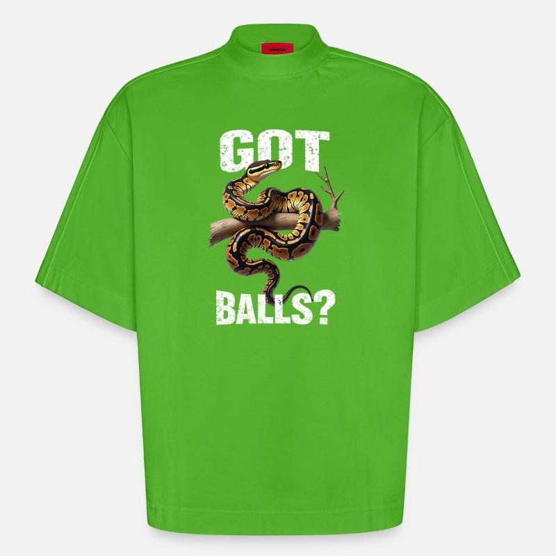 Königspython Schlangen Liebhaber Terrarium Python - Heavyweight Oversized Organic Boxy T-Shirt Made in EU - Apple Neon
