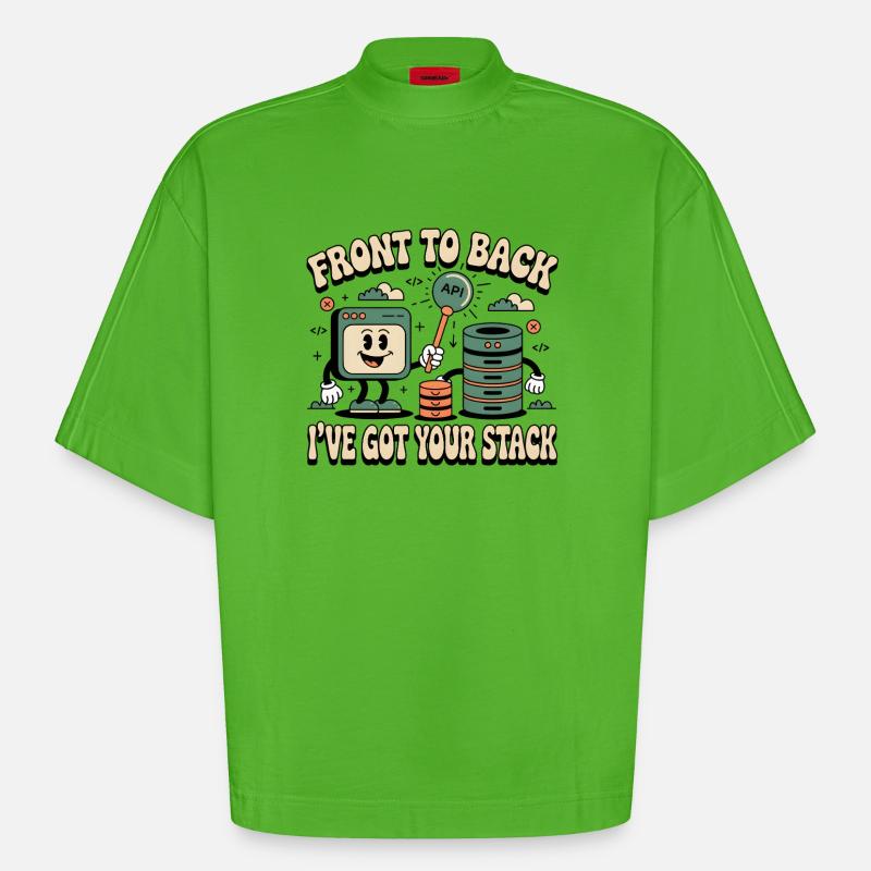 Alusta loppuun: Full Stack -kehittäjät - Heavyweight Oversized Organic Boxy t-paita Made in EU - Apple Neon