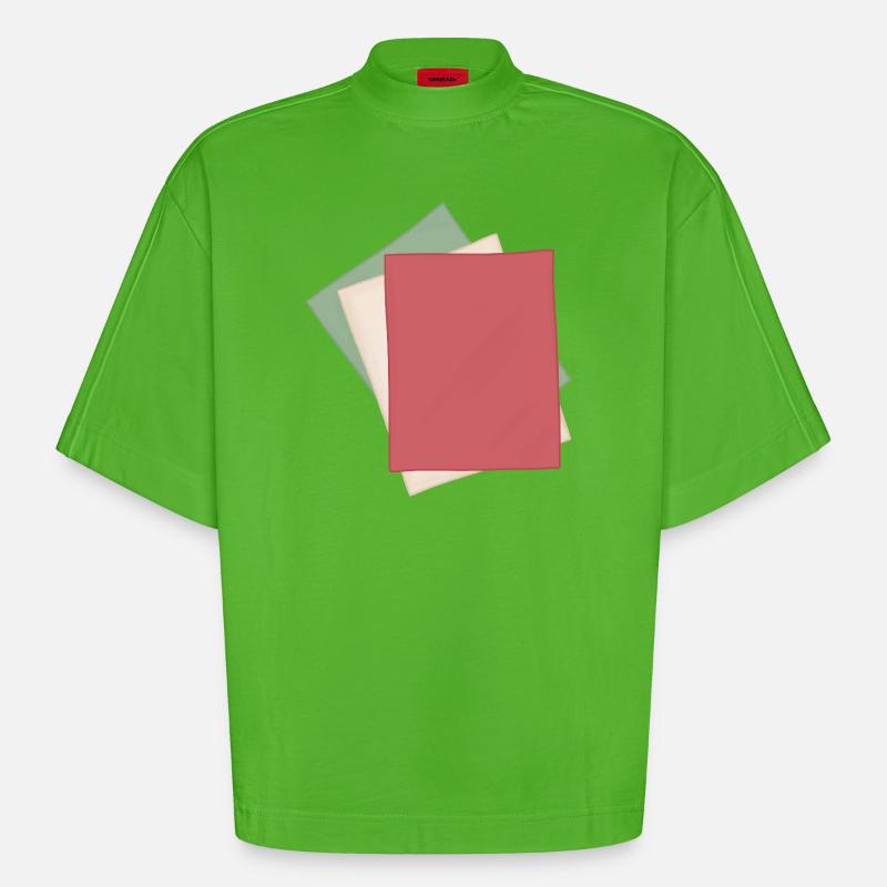 Pastel Paper Stack - Heavyweight Oversized Organic Boxy T-Shirt Made in EU - Apple Neon