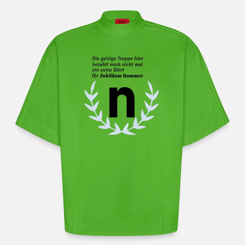 Jubilee N - Heavyweight Oversized Organic Boxy T-Shirt Made in EU - Apple Neon