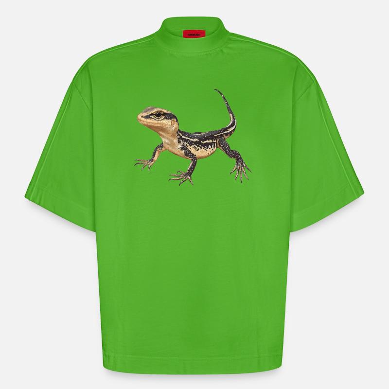 Eidechsen Eidechse - Heavyweight Oversized Organic Boxy T-Shirt Made in EU - Apple Neon