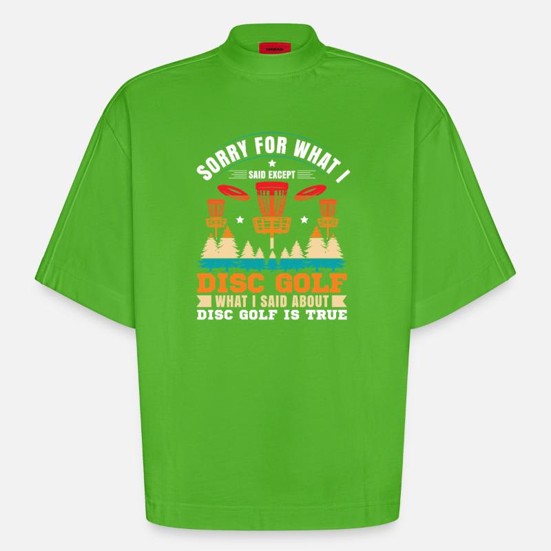 Disc Golf Geschenke Discgolf - Heavyweight Oversized Organic Boxy T-Shirt Made in EU - Apple Neon