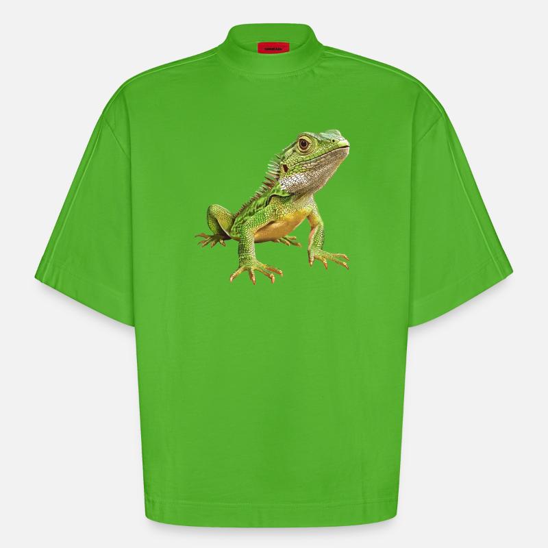 Eidechsen Eidechse - Heavyweight Oversized Organic Boxy T-Shirt Made in EU - Apple Neon
