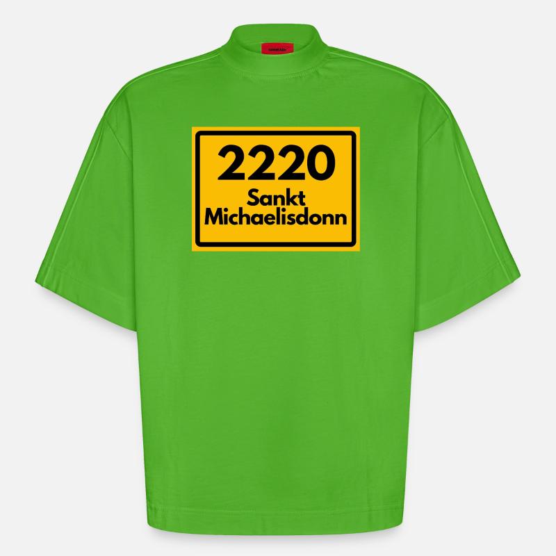 OLD POSTCODE POSTCODE 2220 SANKT MICHAELISDONN - Heavyweight Oversized Organic Boxy T-Shirt Made in EU - Apple Neon