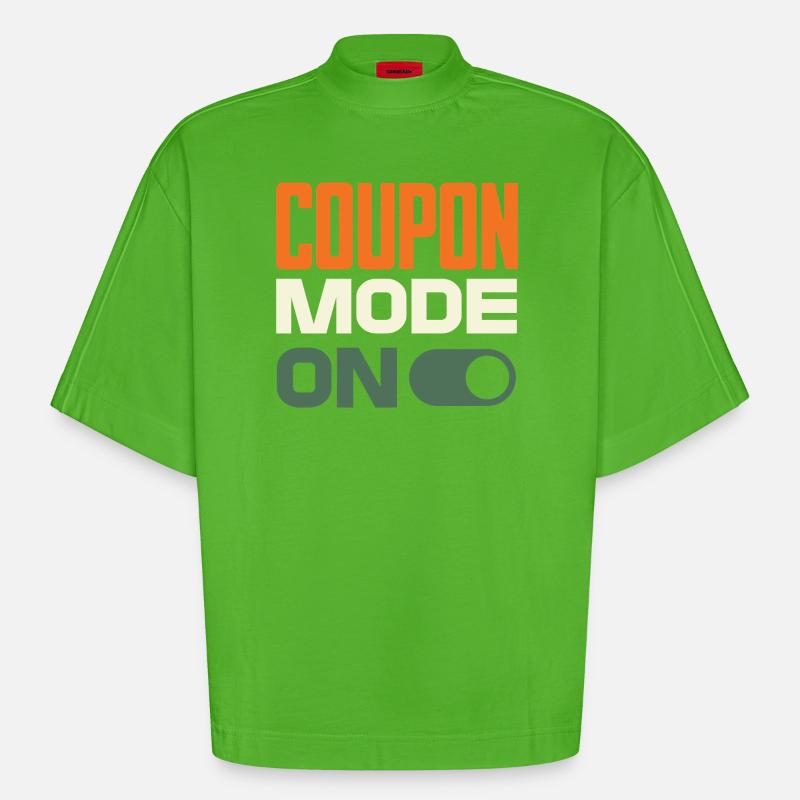 Coupon Mode On – Schnäppchenjäger Retro Design - Heavyweight Oversized Organic Boxy T-Shirt Made in EU - Apple Neon