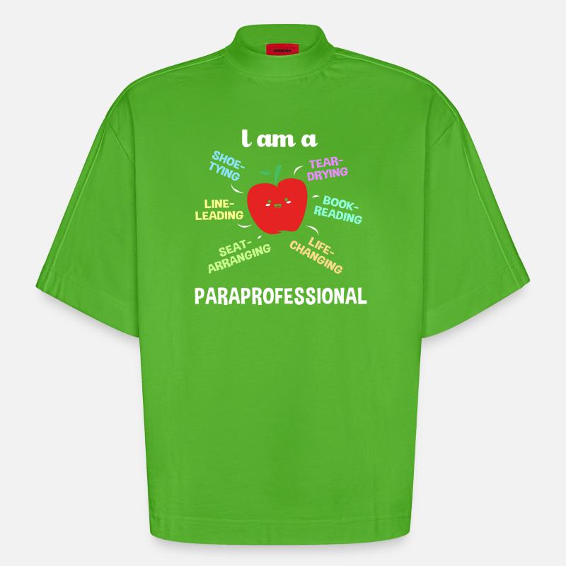 Lehrerassistent Paraprofessional Paraeducator - Heavyweight Oversized Organic Boxy T-Shirt Made in EU - Apple Neon