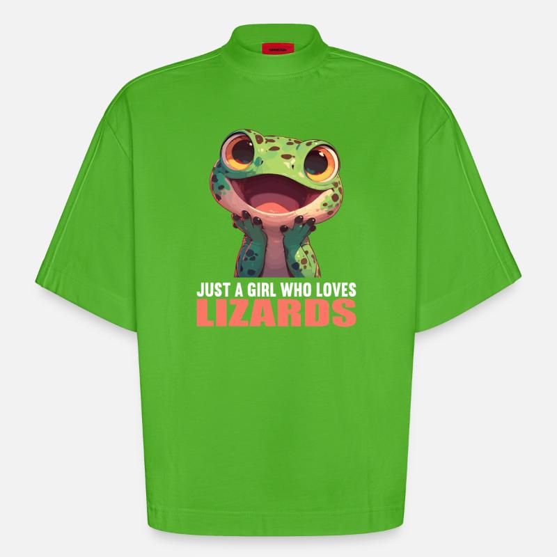 Eidechsen Eidechse - Heavyweight Oversized Organic Boxy T-Shirt Made in EU - Apple Neon
