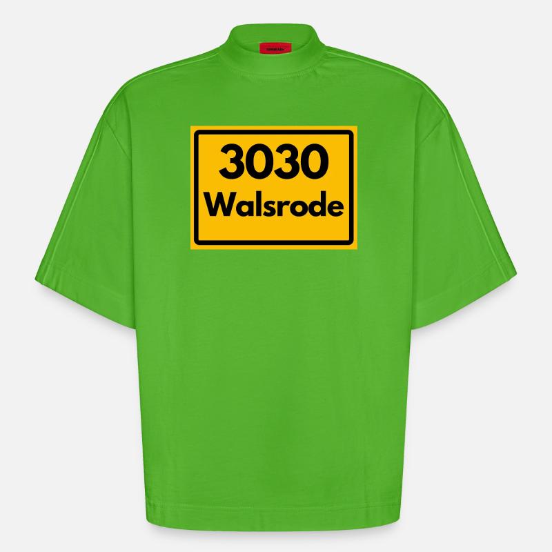 ANCIEN CODE POSTAL RÉTRO 3030 WALSRODE VOGELW. - T-shirt bio épais oversize Boxy fabriqué en UE - Apple Neon